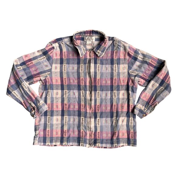 dressbarn Jackets & Blazers - 2/$18 SALE! Vtg‎ Dressbarn Jacket Womens XL Plaid Zip Metallic Shacket